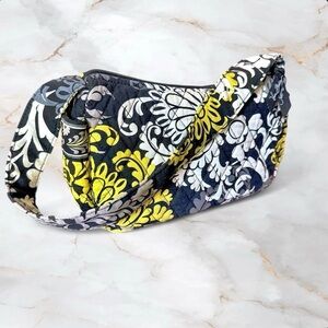 Vera Bradley Cassidy Shoulder Bag in Retired Baroque Black, Yellow, White, Grey
